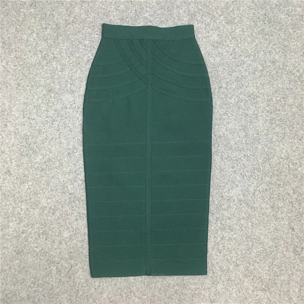 Elegant Elastic Knee Length Bandage Skirts For Women Chic High Waist Formal Occassion Office Lady Pencil Skirt Comfortable