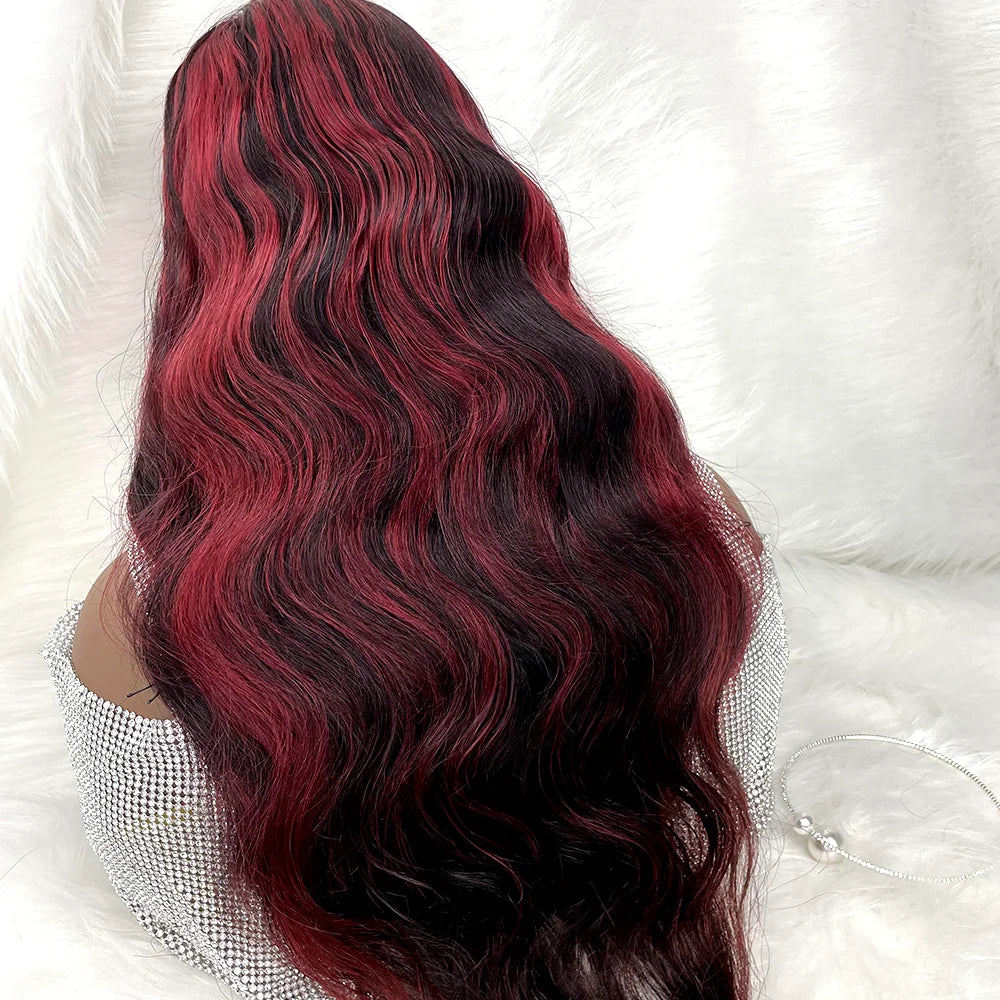 Highlight Wig Human Hair 1B 99J Burgundy Body Wave Lace Front Wigs For Woman 13x4 HD Lace Frontal Wig Colored Human Hair Wigs