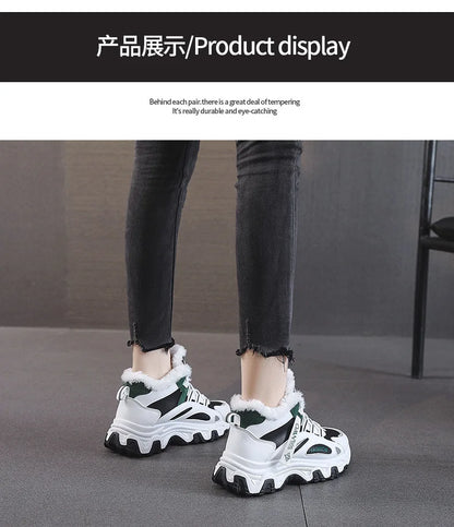 Women's Casual Sneakers Non Slip Comfortable Sports Shoes Women Winter Outdoor Vulcanized Shoes Woman Fleece Walking Trainers