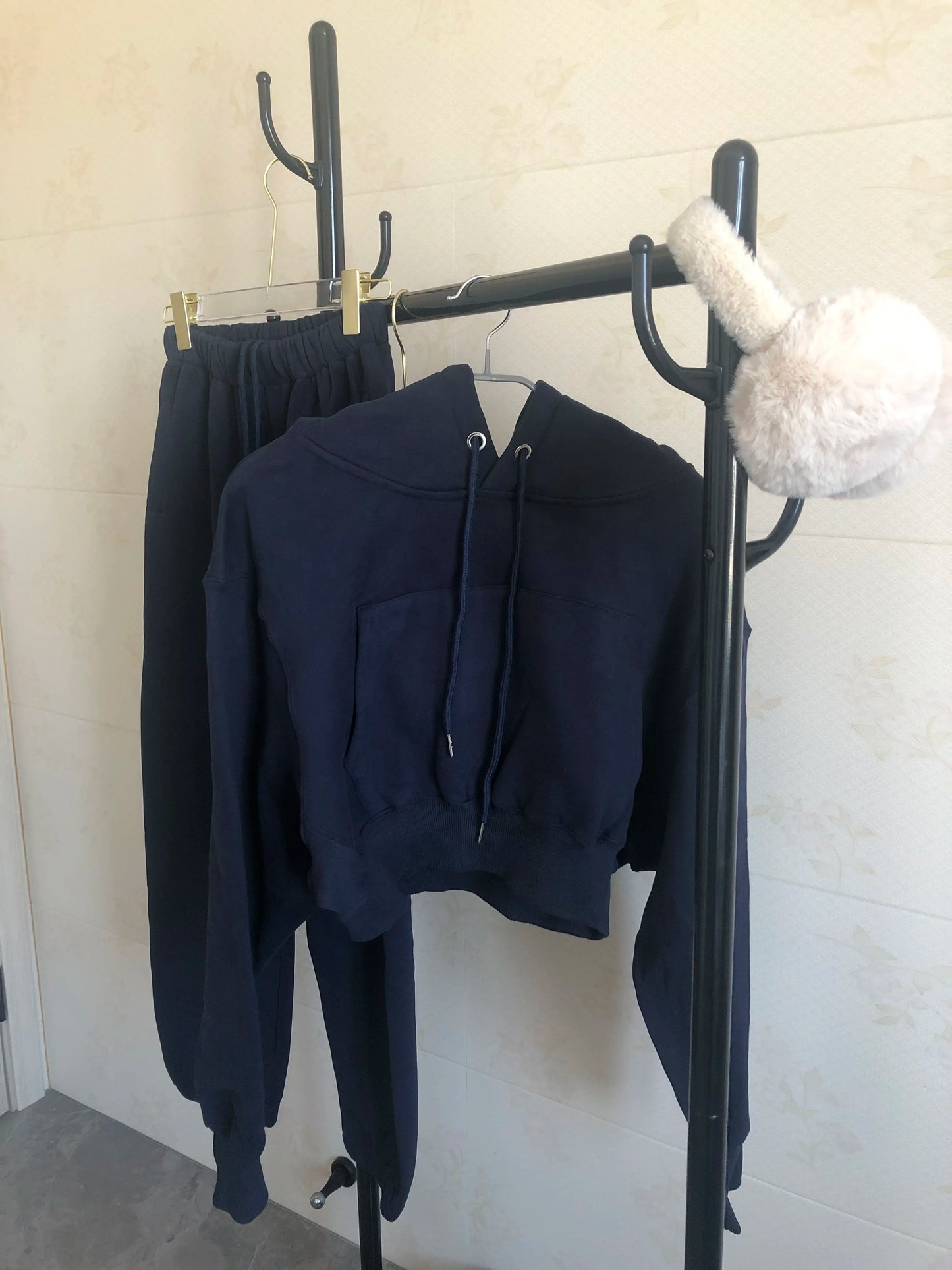 Wholesale Fleece Hoodie with Jogger Pant Sweat Suit Fall Winter 2 Piece Set Tracksuit Women Sports Outfit Two Piece Solid Casual