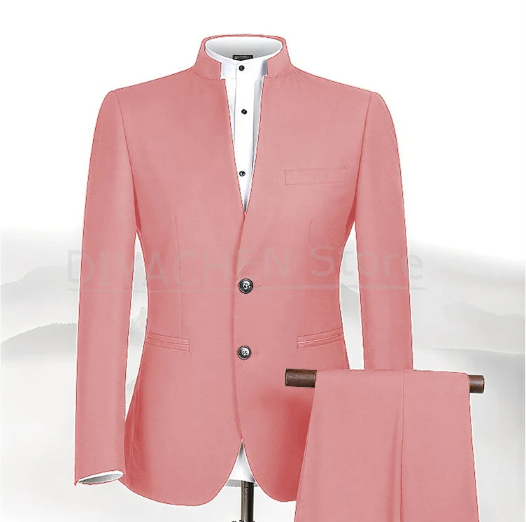 2025 New Style Men Chinese Tunic Collar Bridegroom Suit Formal Wear Dress Slim Fit Mens Suits Groom Wedding Blazer Costume Homme