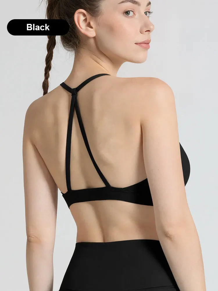 Women's Fitness Sports Bra, Sexy Back Workout Top - Shockproof Quick-Drying Crop Top for Pilates, Yoga, Running, Gym