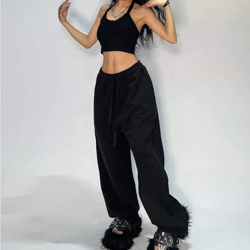 Casual and Comfy Grey Sweatpants for Women with Starchy Waist Loose Fit and Parachute Pants