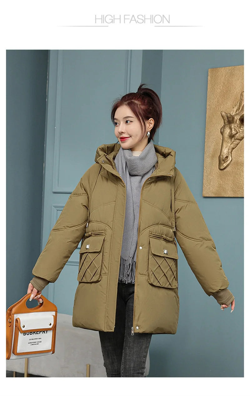 New Winter Women Jacket Coats Long Parkas Female Down Cotton Hooded Overcoat Thick Warm Jackets Windproof Female Outerwear