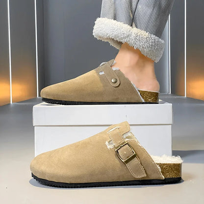 Men Suede Leather Mules Women Comfort Potato Shoes with Arch Support Cork Winter Shoes Fashion Clogs Men Cork Footbed Mens Clogs