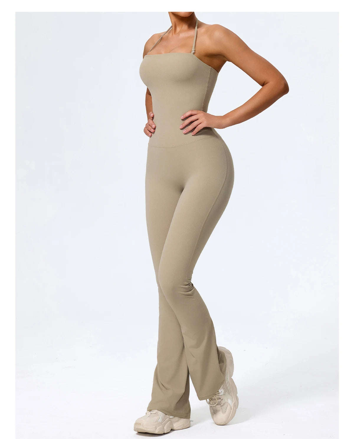 Ctenkevet New Women Sleeveless Hang Neck Jumpsuit Backless Flared Activewear Female Yoga Clothes Sport Outfit For Woman Overalls