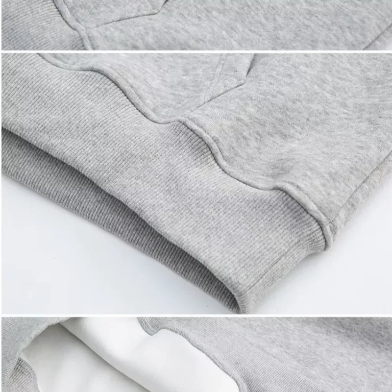 American Style Hoodie Men's Hong Kong Style Spring Autumn New Loose Casual Heavy Grey Jacket Brand None( AE Stock)