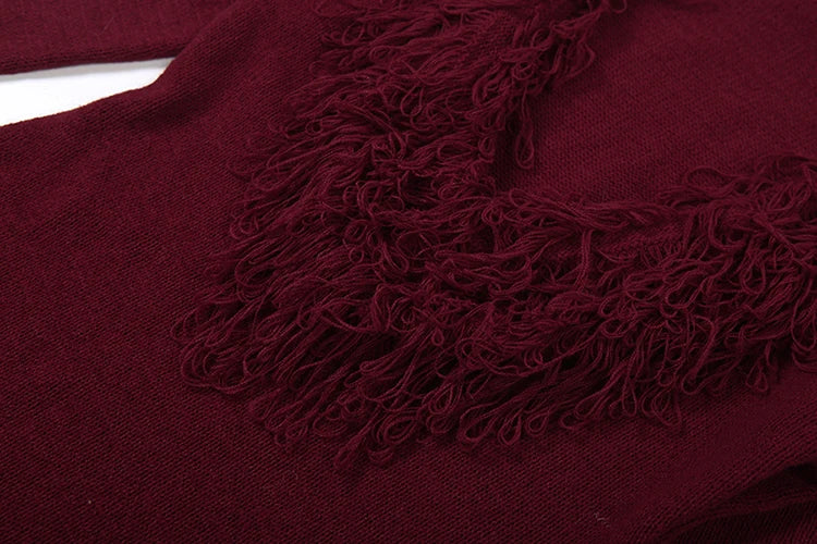 Cutenew Knit Deep V-Neck Furry Tassel Dress Women Winter Trend Sexy Elegant Peach Hip Christmas Party Stretch Slim Bodycon