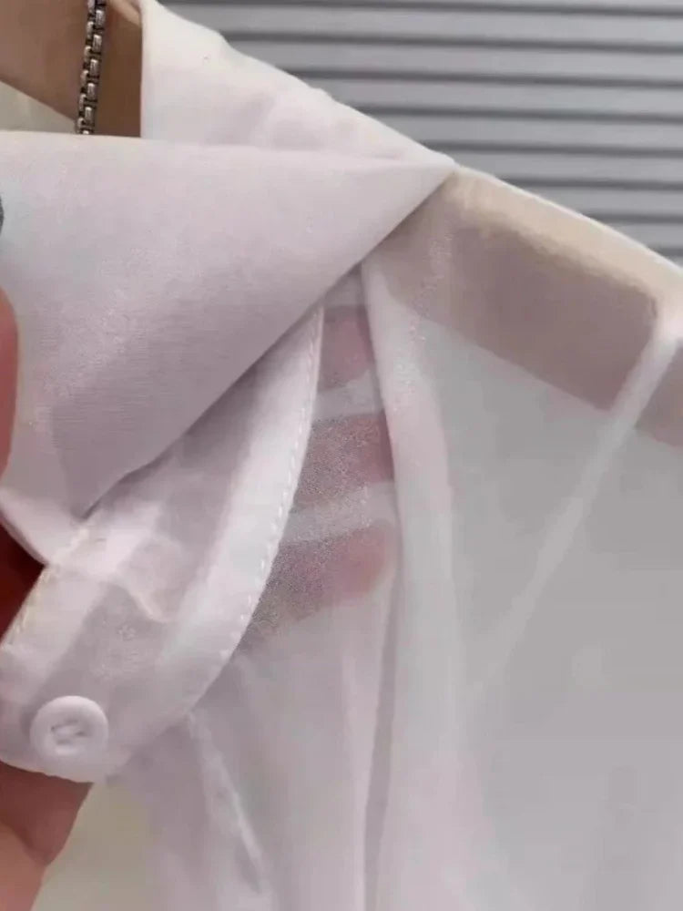 Plus Size Women’s Shirts 2025 Summer Breathable and Sun-Proof Ice Silk with Button Thin Loose Sheer Chiffon Blouses Long Sleeve