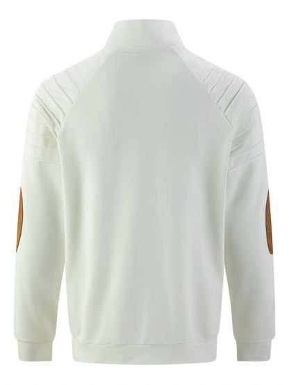 New Fashion Men's Jacket - pure color casual long-sleeved coat with pleated sleeves, suitable for spring and autumn seasons.