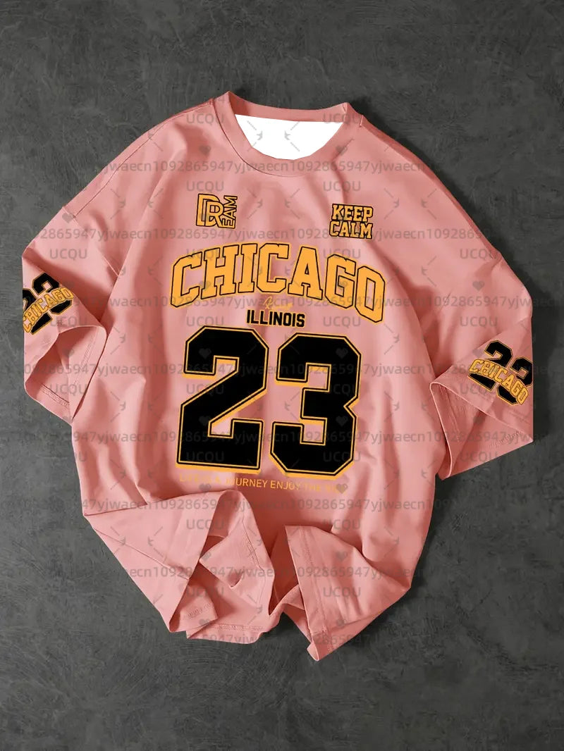 Men's Sports Jersey Chicago NO.23 Print Short Sleeve T-Shirt Summer Graphic Tee Jerseys Plus Size Women's Sport T-Shirt Tops