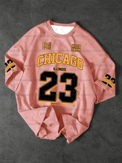 Men's Sports Jersey Chicago NO.23 Print Short Sleeve T-Shirt Summer Graphic Tee Jerseys Plus Size Women's Sport T-Shirt Tops
