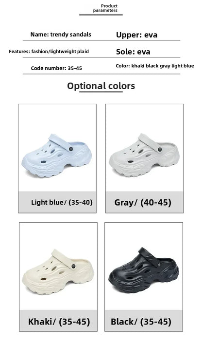 Summer New High-quality EVA Perforated Breathable Wearable Casual Solid Color Simple Thick-soled Large-sized Couple Sandals