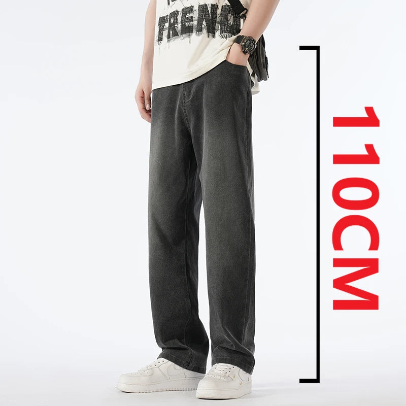 Spring New 190 Tall Boys Big Size Extra Long Pants Plus-size Men's Wear Extra Long Length 115cm Pants Loose Straight-leg Jeans