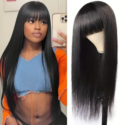 30 Inch Long Brazilian Wig Transparent Straight Lace Front Wig With Bangs Human Hair Wig 13x4 Lace Frontal Wigs For Women Choice