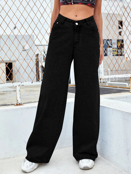 High Waist Straight Leg Jeans for Women New Style Cross-Border High Waist Slim Fit Long Jeans Trendy Women's Denim Pants