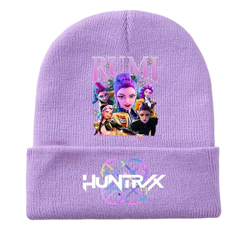 K Pop Demon Girls Knitted Hats Kpop Hunter Cartoon Children Headgear Cotton Winter Cute Cap Anime Kids Navidad Birthday Gifts