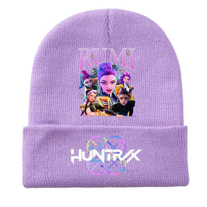 K Pop Demon Girls Knitted Hats Kpop Hunter Cartoon Children Headgear Cotton Winter Cute Cap Anime Kids Navidad Birthday Gifts