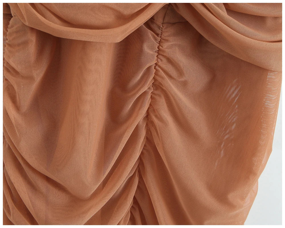 Womens Dress Mesh Ruched Slim Fit Long Spaghetti Strap Elegant Dress Must Have For Elegant Parties And Evening Banquets