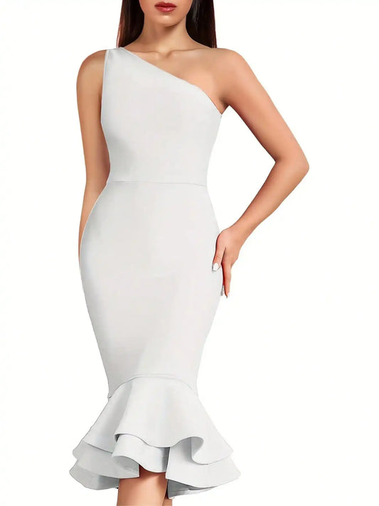 Bandage Dress Black Bodycon Dress Evening Party Elegant Sexy One Shoulder Birthday Club Outfit 2022 Summer New Arrival