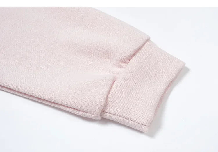 Light Pink Lettered Oversized Shoulder Sweatshirt Women's Full Sleeve round Neck Spring Autumn New Style Comfortable Casual Top