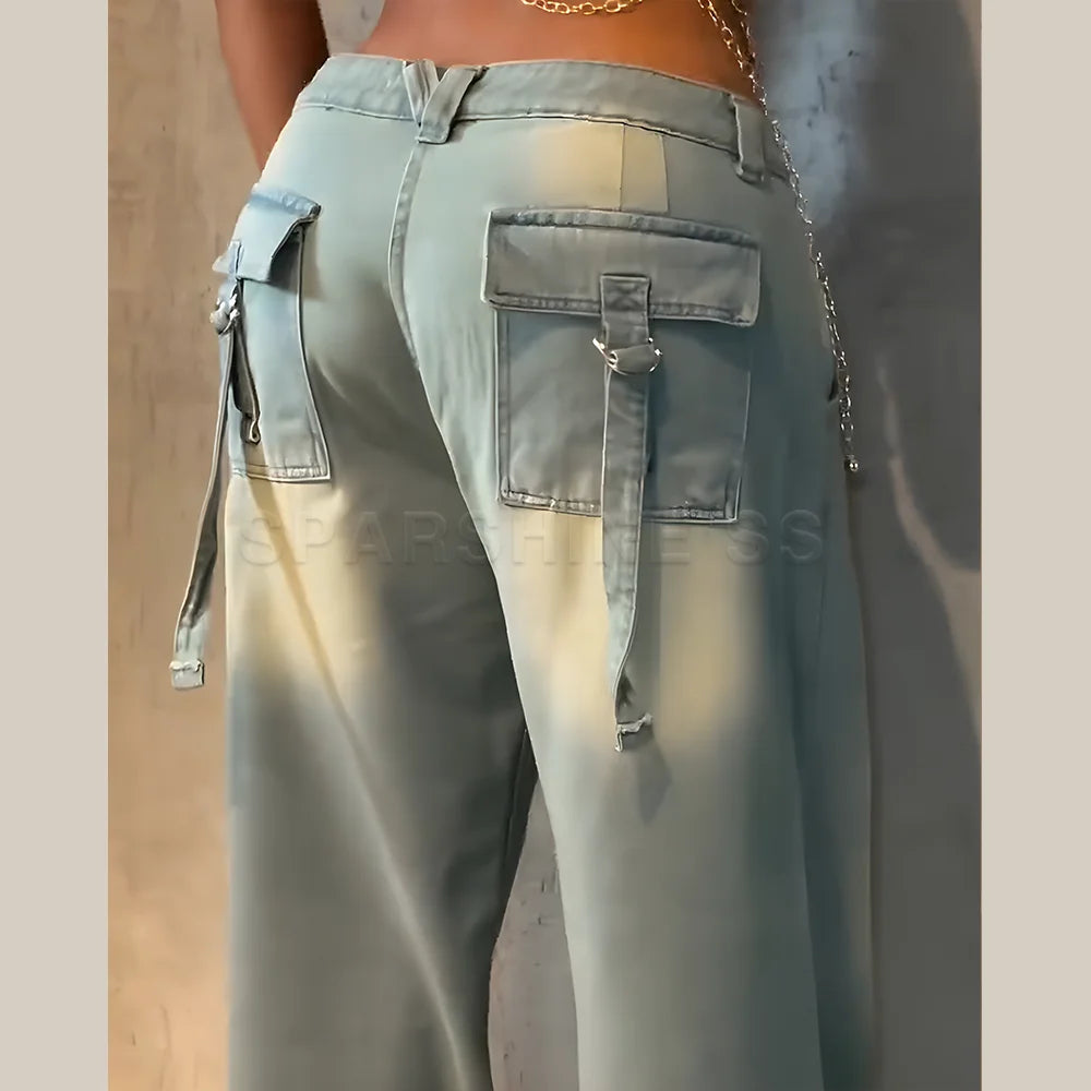 Jeans for Women Straight Pants Vintage Denims Washed Mid Waist Loose Fit Wide Leg Denim Long Pants 2025/2026 Streetwear