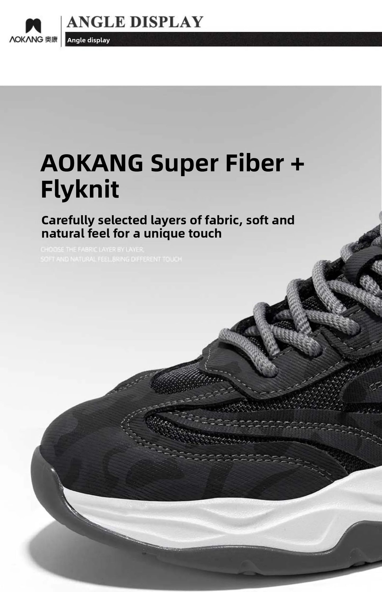 Aokang Men's nut Running oes Bla Casual Sports Sneakers Breathable Lace-Up round Toe Thi Bot for Running And Sports