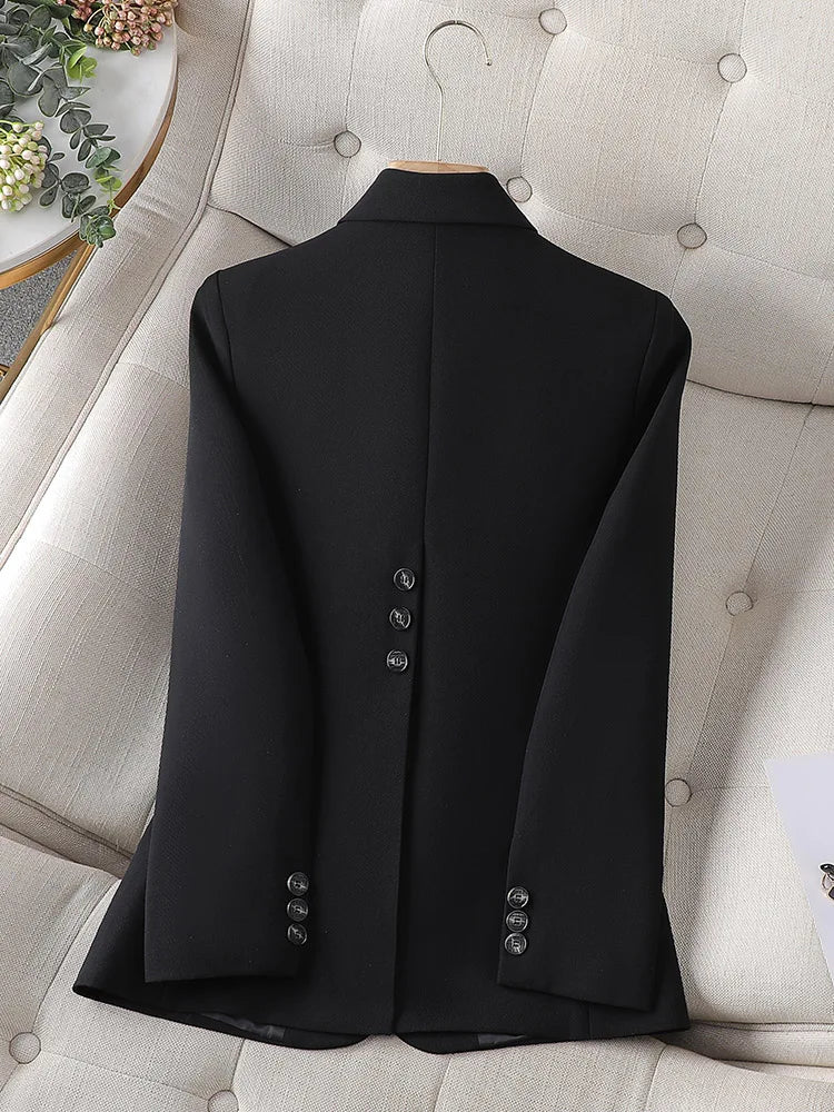 Fashion Women Casual Blazer Ladies Pink Black Blue Coffee Long Sleeve Single Button Female Jacket For Autumn Winter
