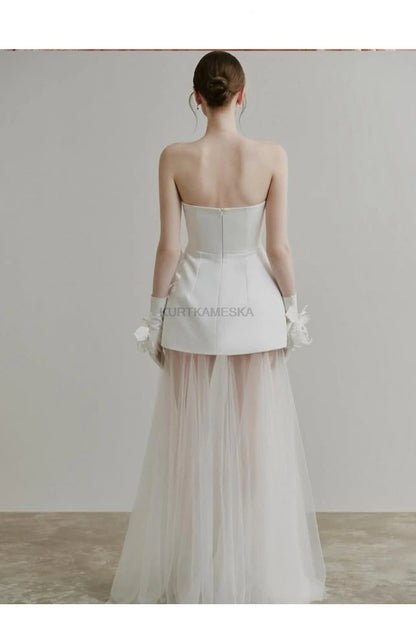 Wedding Dresses Sweet Flower Strapless For Women 2025 Satin White Evening Dress Elegant Floor-length Simple Wedding Shooting