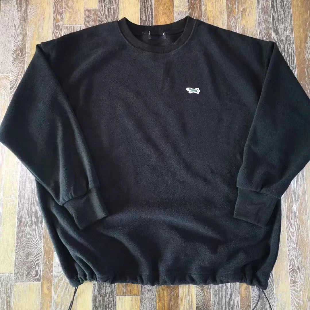 Double-Faced Fleece Sweatshirt with Corded Hemline And Embroidery round Neck Women's Fashion Brand Sweatshirt from Freak's Store