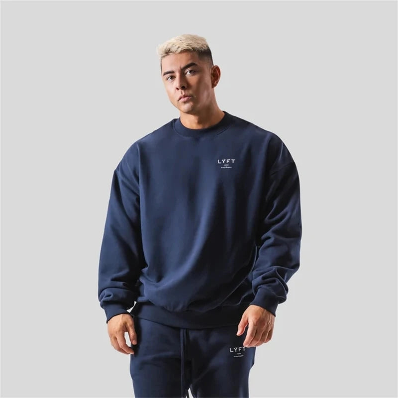 LYFT Classics Small LOGO Autumn Winter New O-neck Fleece Men Sweatshirt Loose Outdoor Sport Cotton Pullovers Multi Color Hoodies