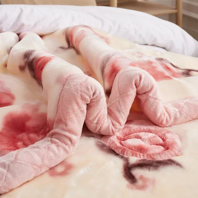 New Warm Weighted Blankets for Beds High End Thicken Warmth Raschel Blanket for Winter Autumn Double Side Plush Comforter Quilt