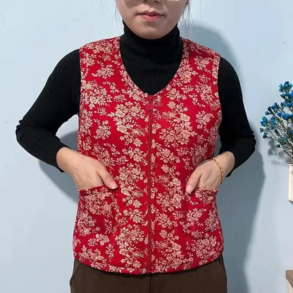 Fashionable Integrated Women's Vest Double Layer Flocking Vest Autumn/Winter Style Jacket Crew Neck Design For All Seasons