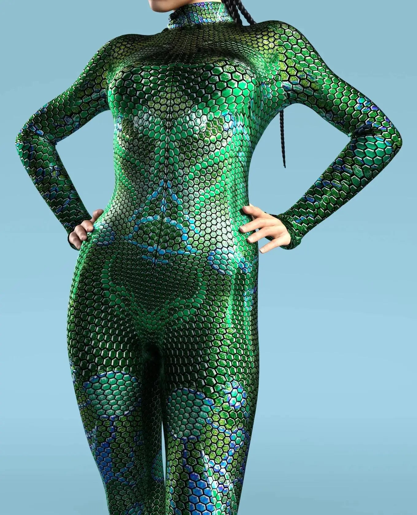 Women's Stylish Green Snake Print BodySuit New Halloween Adult Cosplay Jumpsuit Colorful 3D Printing Carnival Party Rave Outfits