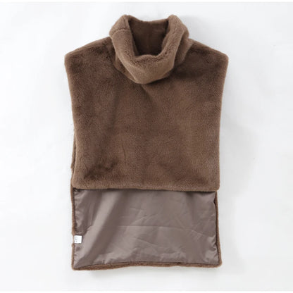 Solid Faux Fur Vest Crop Top Women Fashion Turtleneck Fluffy Short Tank Tops 2025 Winter Female Elegant Sleeveless Jacket Coat