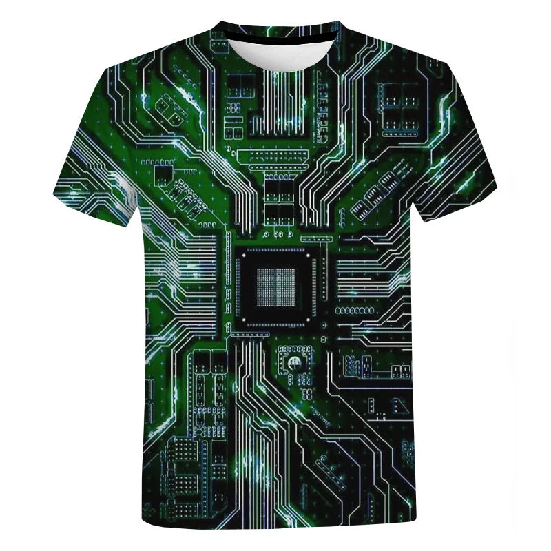 New Circuit Board Graphic T-Shirts Electronic Chip 3D Print Men's Woman Short Sleeve T Shirt Harajuku Tops Tees Unisex Clothing