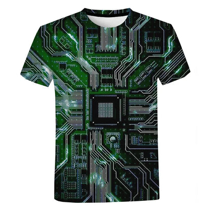 New Circuit Board Graphic T-Shirts Electronic Chip 3D Print Men's Woman Short Sleeve T Shirt Harajuku Tops Tees Unisex Clothing