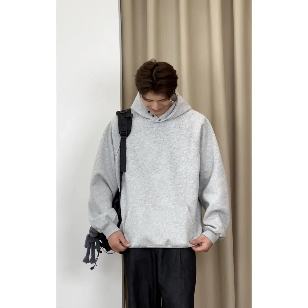 American Style Hoodie Men's Hong Kong Style Spring Autumn New Loose Casual Heavy Grey Jacket Brand None( AE Stock)