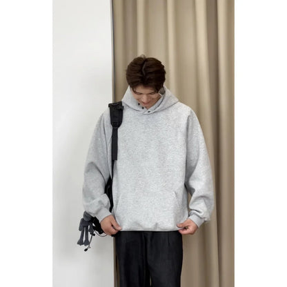 American Style Hoodie Men's Hong Kong Style Spring Autumn New Loose Casual Heavy Grey Jacket Brand None( AE Stock)