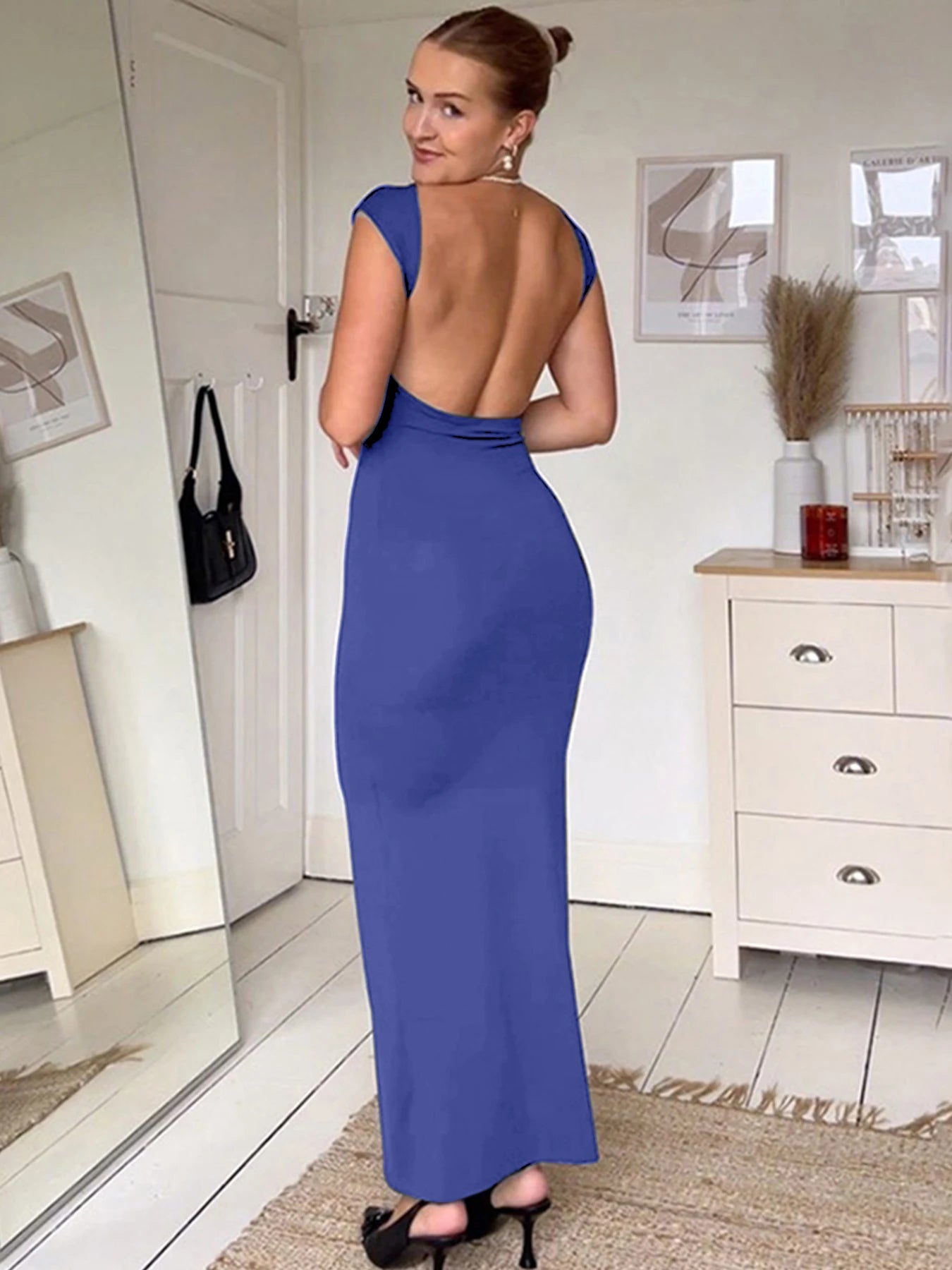 Red Sexy Women's Maxi Dresses For Summer New Streetwear Fashion Backless Casual Slim Basic Dress Club Elegant Party Lady Dresses