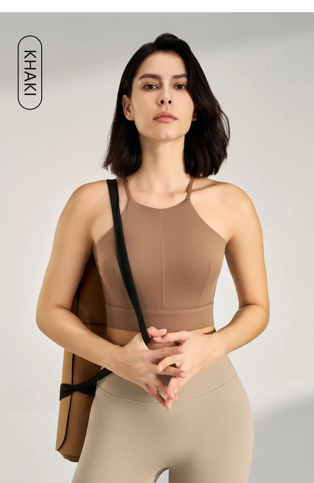 Women's sexy halter top gym high intensity workout yoga clothing gathered shockproof sports underwear yoga undershirt