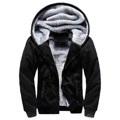 Men's Warmth Hooded Fleece Lined Thickened Baseball Jacket Sweatshirt Korean Style Sporty Top Winter Autumn Seasonal Wear