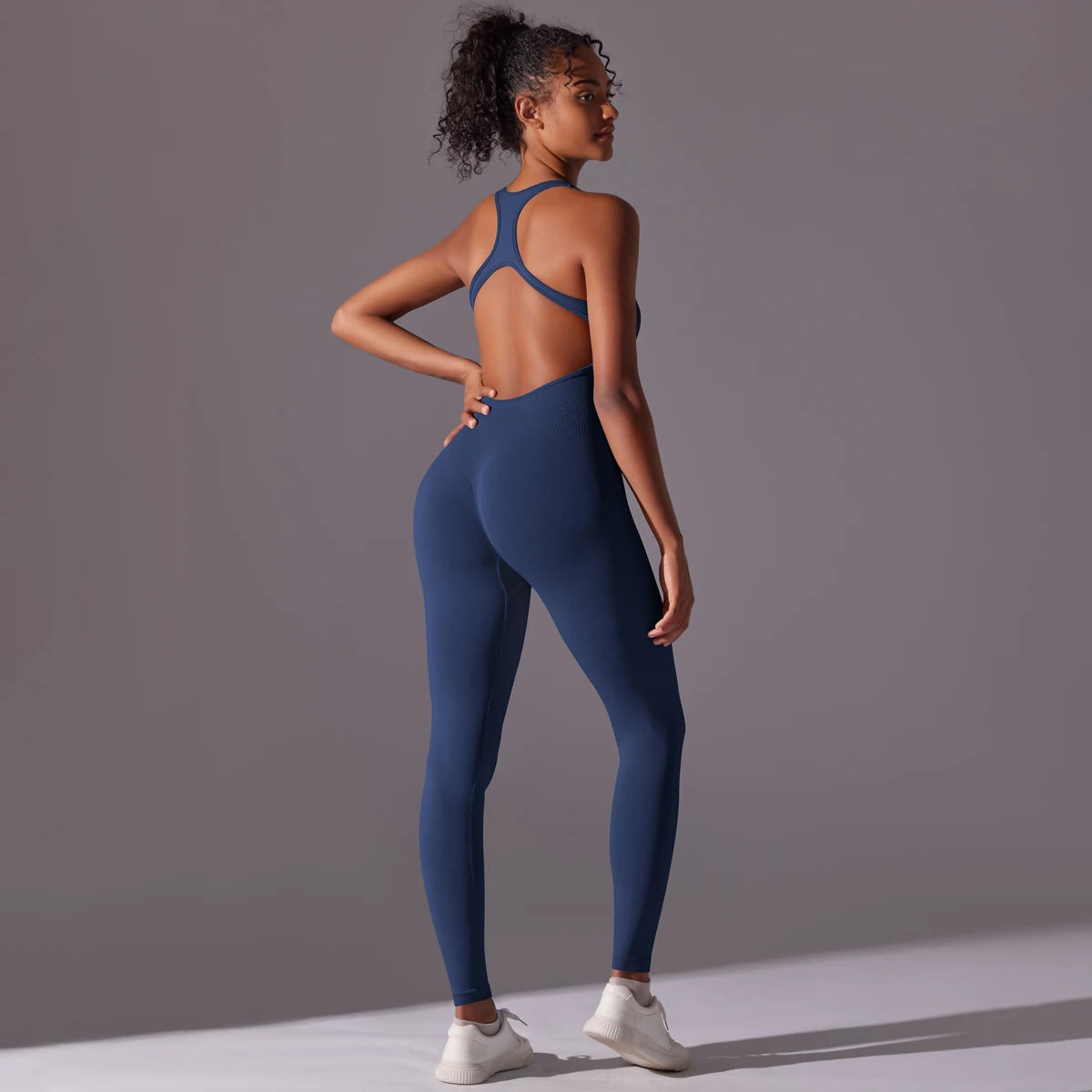 Sexy Back V Jumpsuit Gym Set Women Training Yoga Suit Sportswear Women Sports Jumpsuit Fitness Rompers Stretch Workout Bodysuits