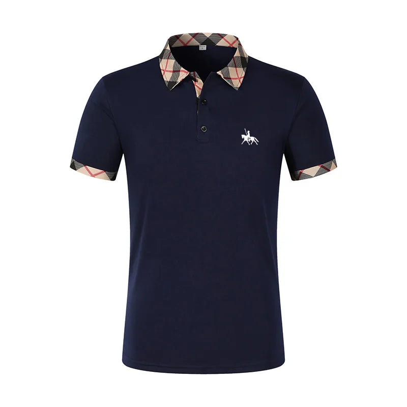 Summer men's short sleeved polo shirt business office lapel shirt Men's sports and casual top European and American plus size