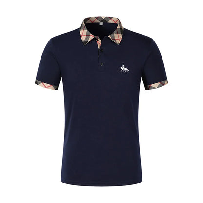 Summer men's short sleeved polo shirt business office lapel shirt Men's sports and casual top European and American plus size