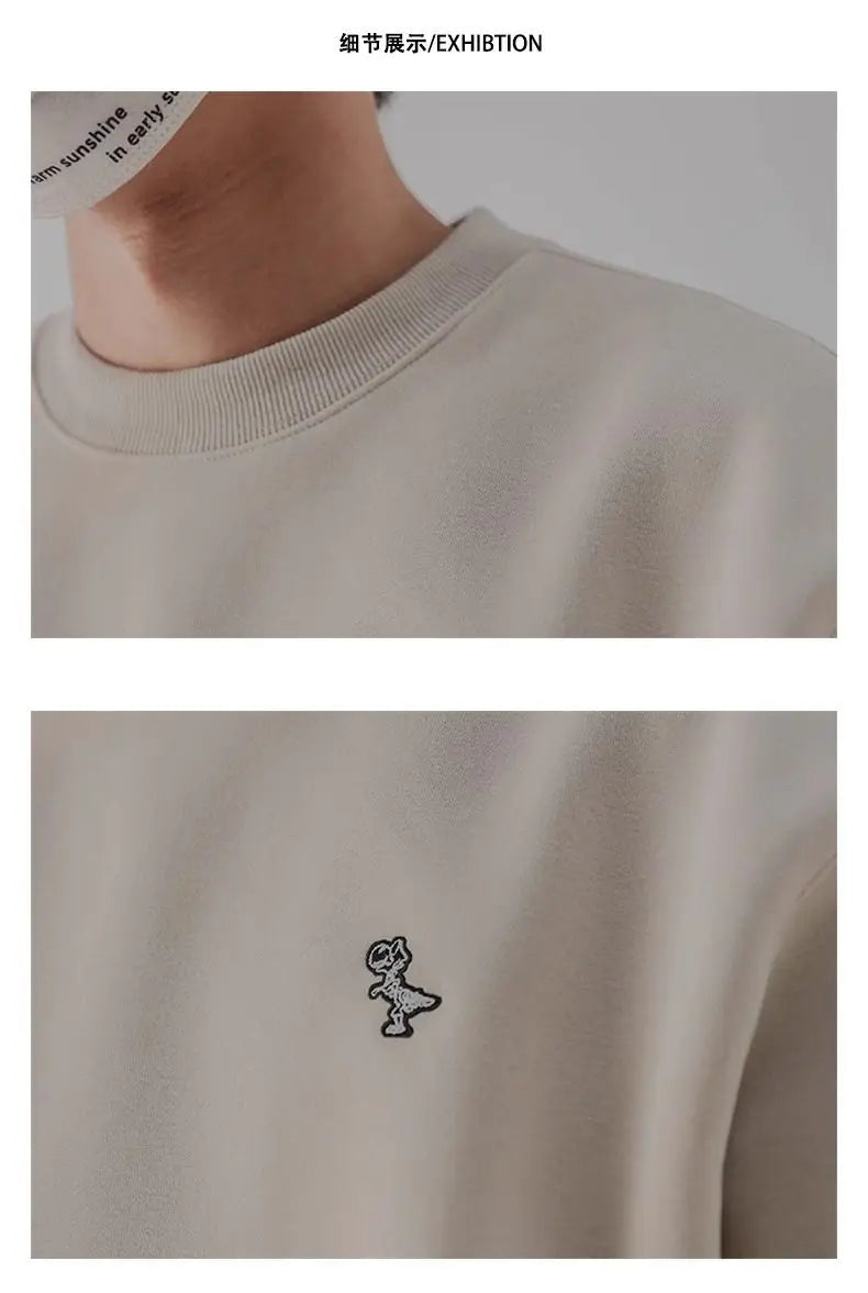 Heavy Sweatshirt Men's Autumn Trendy Embroidered American Long-sleeved Base Top Round Neck Loose Pullover