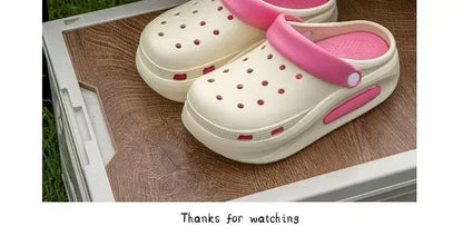 High quality Baotou semi-cool slippers for women, height-increasing, anti-slip, anti-odor, thick-soled beach and seaside crocs