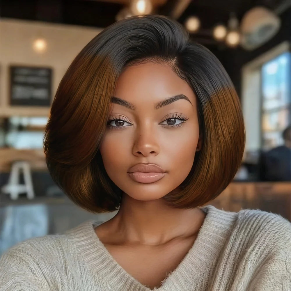 300% Density 13x4 Lace Front wig Short Bob Human Hair Wigs Straight Brazilian Hair Wigs for Women