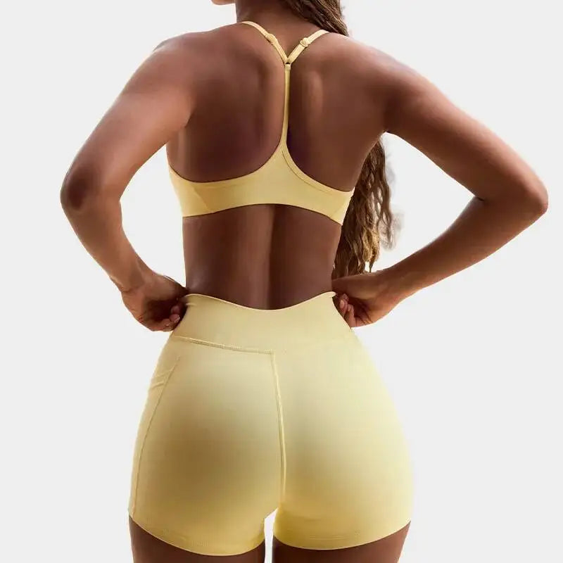 Women Tracksuit Yoga Set 2PCS Sportswear Workout Clothes Athletic Wear Gym Legging Fitness Bra High Waist Shorts Sports Suits