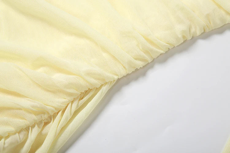 Nibber Summer Vacation Sexy See Through Dress+Shawl Women Ruched Side Ribbon Coquette Skinny Midnight Clubwear Party Bodycon